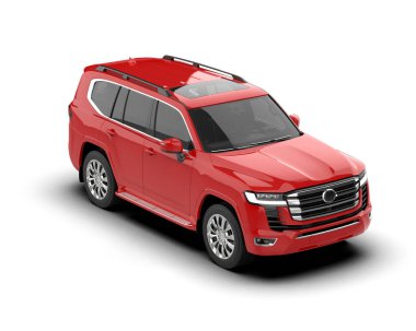 Beyaz arka planda modern lüks aile kamyoneti. 3d oluşturma