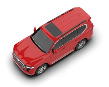 Beyaz arka planda kırmızı modern araba. 3d oluşturma