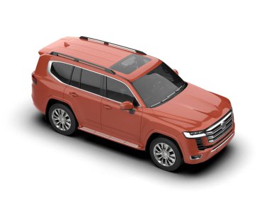 Beyaz arka planda kırmızı cip. 3d oluşturma