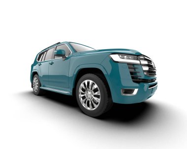 mavi modern lüks araba - 3D illüstrasyon - render