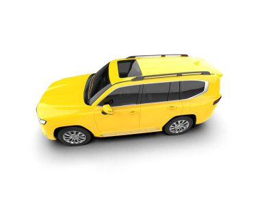 sarı kompakt şehir minibüsü beyaz arkaplanda izole.