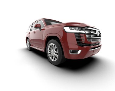 modern SUV arabası beyaz arka planda izole edildi. Gölge - 3 boyutlu resim- görüntüleme