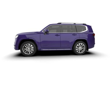 beyaz arka planda mor modern SUV.