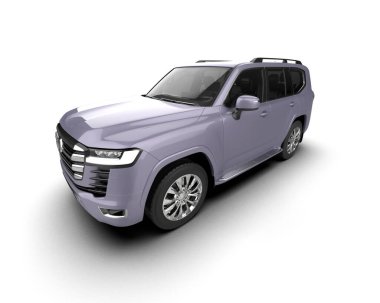 SUV beyaz yolda izole edildi. 3d oluşturma
