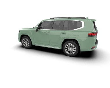 Beyaz arka planda modern bir araba. 3d oluşturma