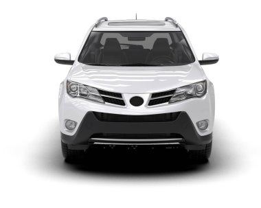 Modern beyaz arka plana sahip beyaz SUv - arka görünüm