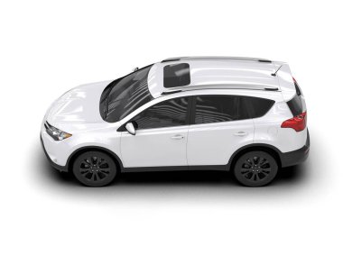 Siyah arkası olan beyaz araba - yan görünüm, tasarımınız için boş