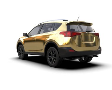 Yansımalı beyaz arkaplanda izole edilmiş araba