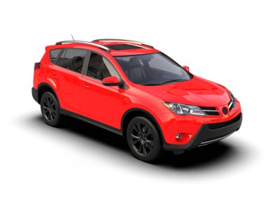 kırmızı modern SUV arabası beyaz arka planda