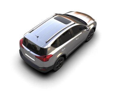 Siyah, beyaz ekranlı modern bir araba. 3d oluşturma