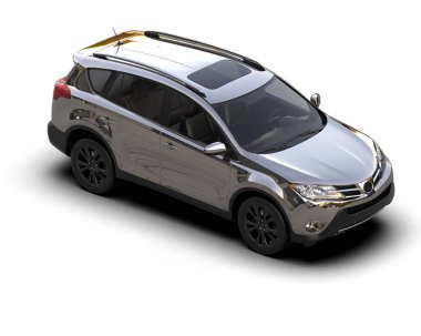 Beyaz arka planda modern kompakt şehir cipi. 3d oluşturma