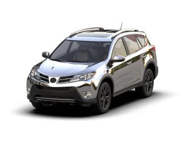 Beyaz arka planda modern bir araba. 3d oluşturma