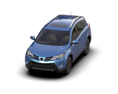 Beyaz arka planda mavi modern SUV. 3d oluşturma