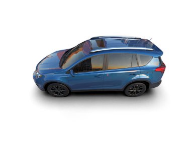 modern mavi şehir arabası kırpma yolu ile beyaz zemin üzerinde izole