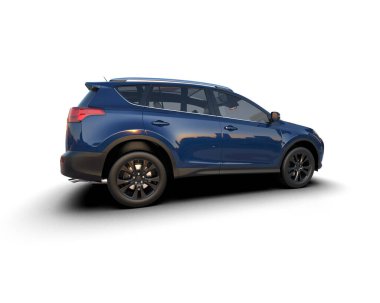 modern kompakt araba - bir aile ile arka manzara - araba - gölgeli beyaz arka plan üzerinde ön manzara. 3d oluşturma