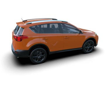 Beyaz arka planda bir araba. 3D görüntüleme - 3D