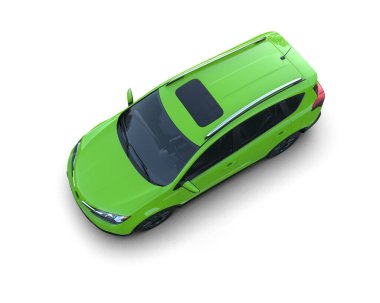 yeşil araba beyaz arka planda izole edildi