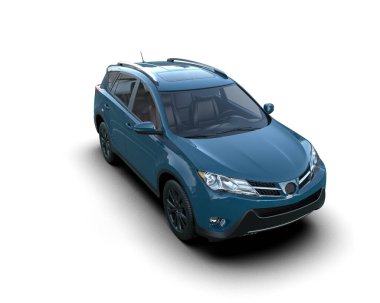 Beyaz arka planda gölgesi olan modern bir araba. 3d oluşturma