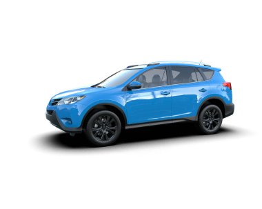 mavi modern araba - arka görünüm - yan