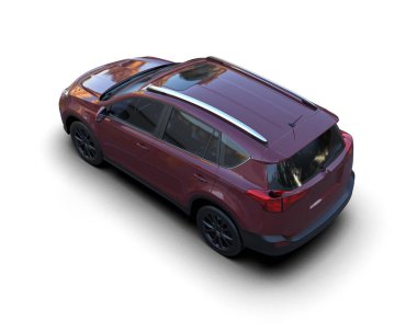 Beyaz arka planda izole edilmiş gerçekçi bir SUV arabası. 3d görüntüleme - illüstrasyon