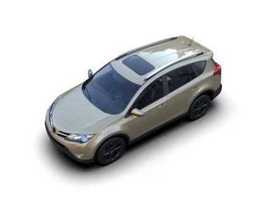 Beyaz arka planda küçük bir cip. 3d oluşturma.