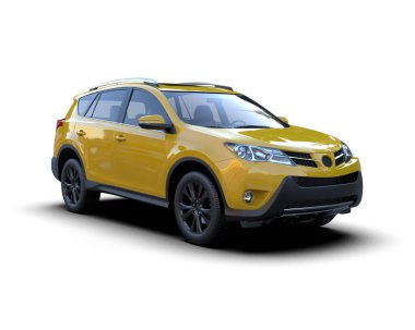 beyaz arkaplandaki modern SUv 3 boyutlu görüntüleme