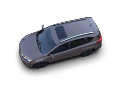 Siyah modern araba gölgeli beyaz bir arka planda izole edilmiş.