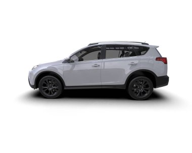 Beyaz arka planda gölgesi olan modern araba - 3 boyutlu görüntüleme