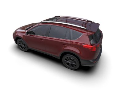 modern kırmızı SUV arabası beyaz arkaplanda izole edildi
