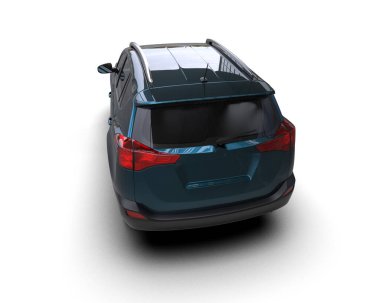 mavi modern araba beyaz arka planda izole edildi