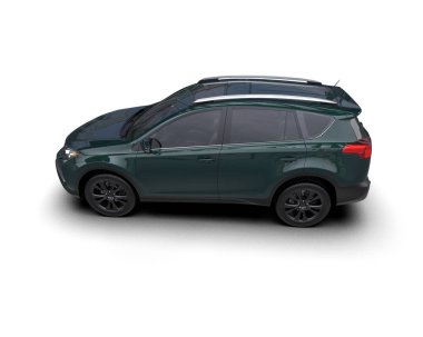 Arka planda izole edilmiş gerçekçi bir SUV aracı. 3D görüntüleme - illüstrasyon