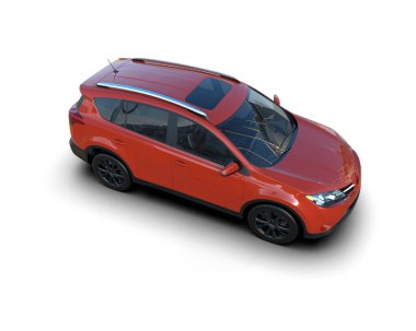 modern kırmızı SUV arabası beyaz arkaplanda izole edildi