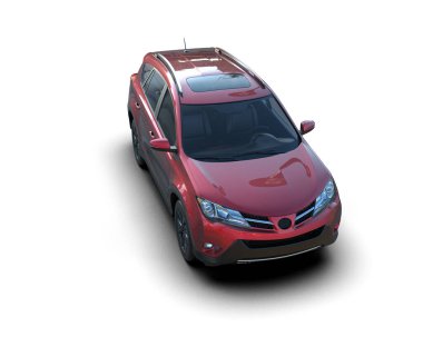 modern kırmızı SUV arabası beyaz arkaplanda izole edildi