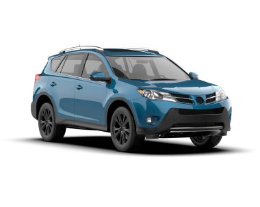 Bir markanın 3 boyutlu görüntülemesi - daha az genel SUV arabası beyaz arkaplanda izole edildi