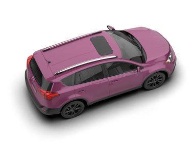 Beyaz arka planda modern pembe bir araba. 3 Boyutlu Hazırlama