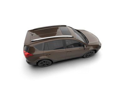 modern araba beyaz arka planda izole edildi. 3 boyutlu çizim - illüstrasyon