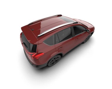 Beyaz arka planda modern bir arabanın 3 boyutlu görüntüsü