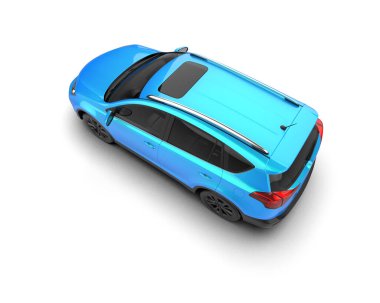 Mavi araba beyaz arka planda izole edilmiş.
