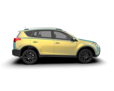 Beyaz arka planda bir araba. 3d illüstrasyon