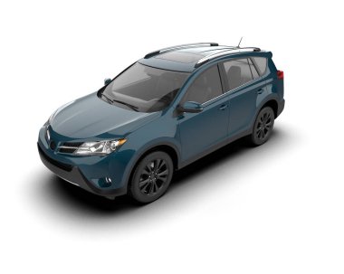 Beyaz arka planda modern bir araba. 3d oluşturma