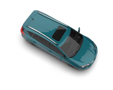 Beyaz izole edilmiş bir arkaplanda 3 boyutlu bir araba görüntüsü