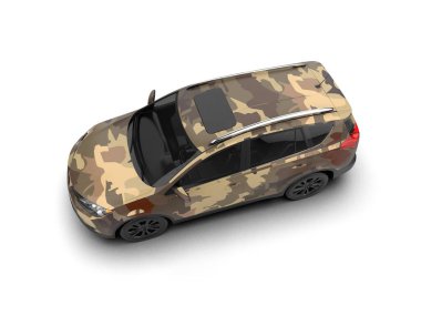 Beyaz arkaplandaki bir arabanın 3 boyutlu canlandırması