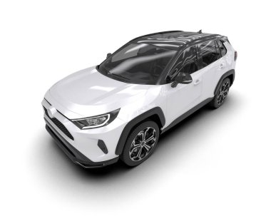 gümüş rengi spor SUv - beyaz arkaplanda 3D görüntüleme - ön görünüm.