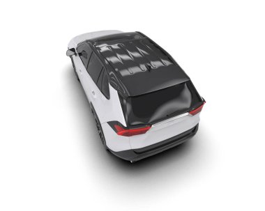 Beyaz izole arka planda modern şehir arabası. 3 boyutlu resimlemeyi gölgeli yap