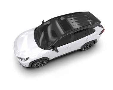 Modern elektrikli araba beyaz arka planda izole edilmiş. 3d oluşturma