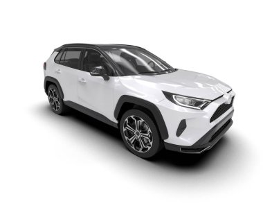 Modern araba beyaz arka planda izole edilmiş. 3d oluşturma