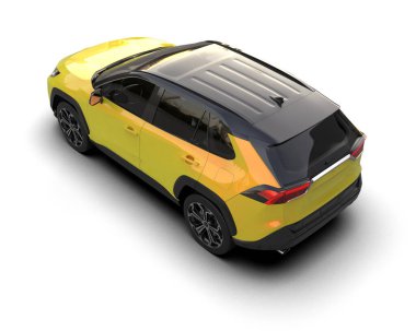 Modern araba arka planda izole edilmiş. 3D görüntüleme - illüstrasyon