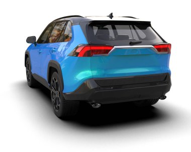 Mavi SUV arabası beyaz arkaplanda izole edildi