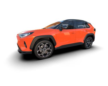 Beyaz arka planda modern bir araba. 3d oluşturma