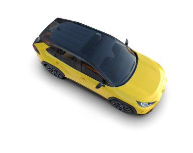 Modern araba arka planda izole edilmiş. 3D görüntüleme - illüstrasyon